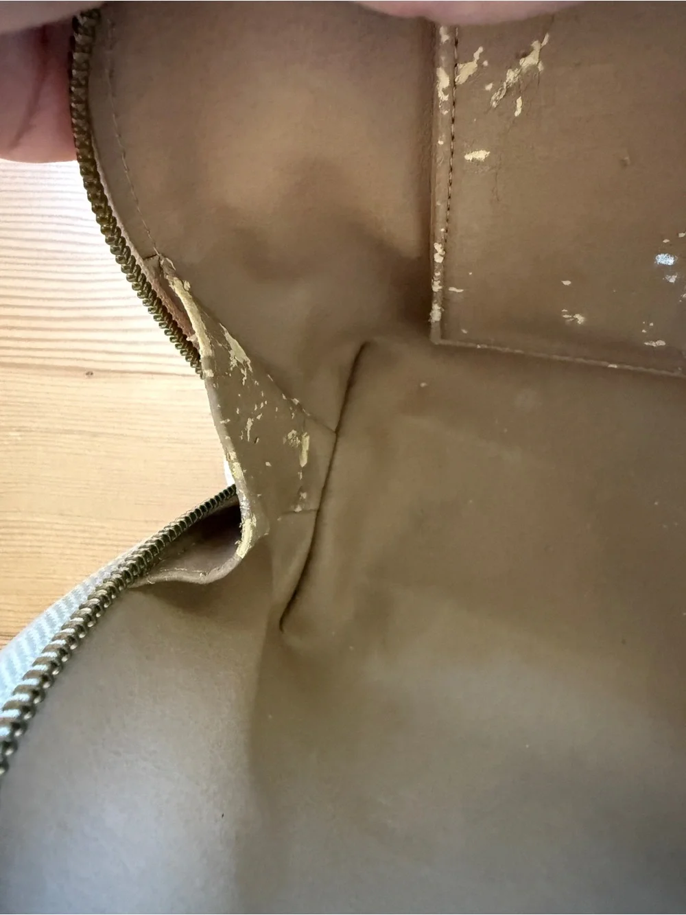 Cuyana Large Pebbled Leather Cosmetics Pouch Pink AS-IS Flawed Lining Retail $98